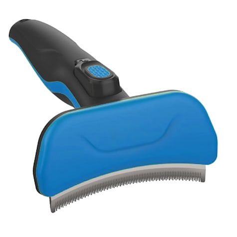 Pet Life 'Fur-Guard' Blue Easy Self-Cleaning Grooming Deshedder Pet Comb