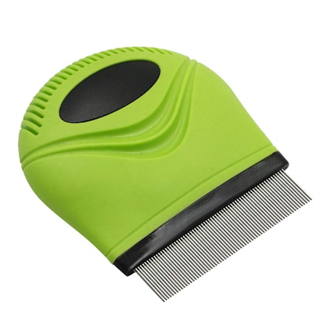 Pet Life 'Grazer' Green Handheld Travel Grooming Cat and Dog Flea and Tick Comb
