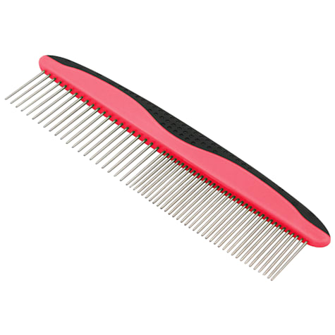 Pet Life Grip Ease' Red Wide and Narrow Tooth Grooming Pet Comb