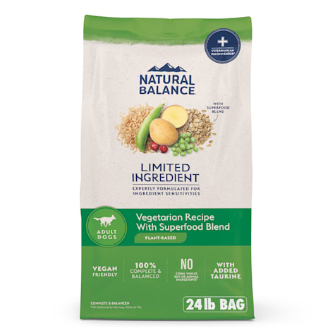 Natural Balance Limited Ingredient Adult Dry Dog Food with Vegan Plant Based Protein and Healthy Grains, Vegetarian