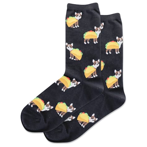 HOTSOX Women's Taco Terrier Crew Socks