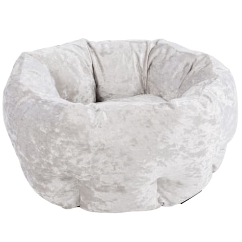 SCRUFFS Silver Velvet Donut Dog Bed