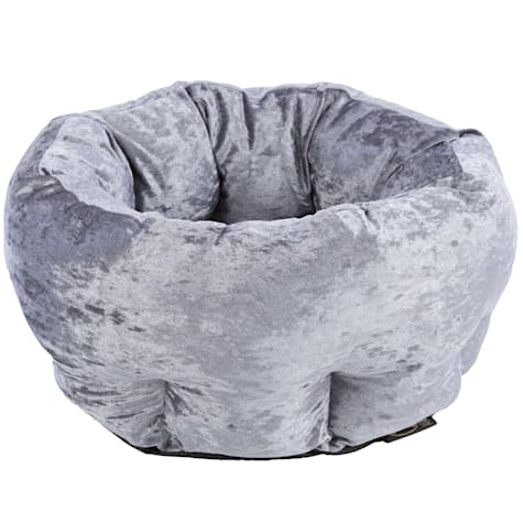 SCRUFFS Grey Velvet Donut Dog Bed