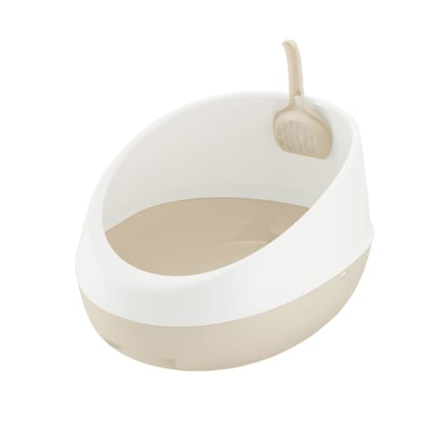 Richell Paw Trax Rimmed White Cat Litter Pan