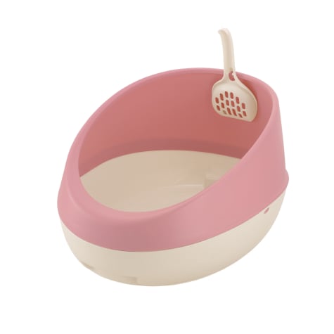 Richell Paw Trax Rimmed Salmon Cat Litter Pan