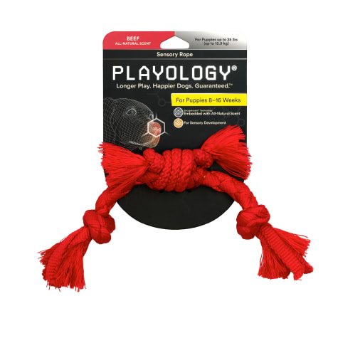 Playology Puppy Sensory Rope Beef Dog Toy