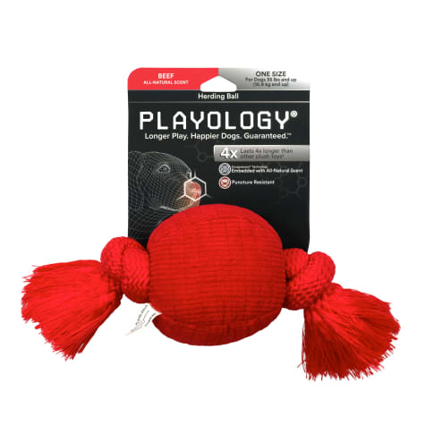 Playology Plush Herding Beef Ball Dog Toy