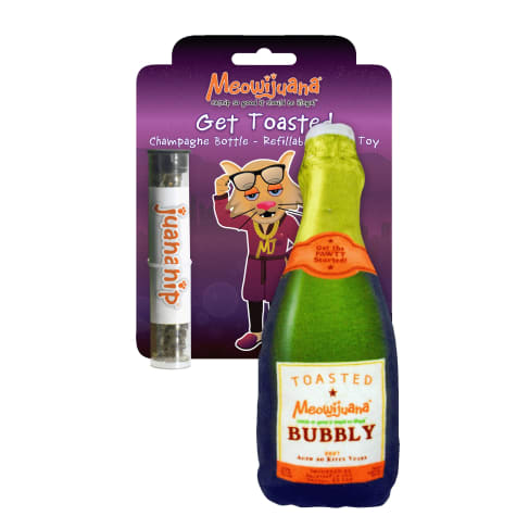 Meowijuana Bubbly Champagne Kicker Plush Refillable Cat Toy
