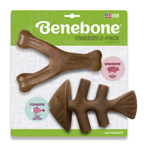 Benebone Bacon Wishbone/Fishbone Dog Toy