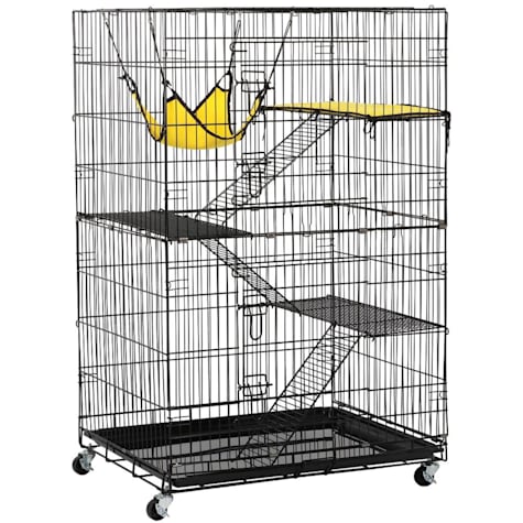 Topeakmart Black Rolling 4-Tier Small Animal Cage