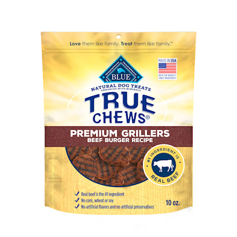 Blue Buffalo True Chews Made in the USA with Natural Ingredients, Beef Burger Recipe Dog Treats