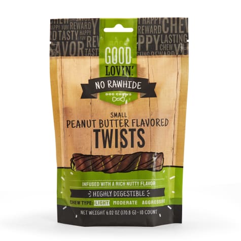Good Lovin' Rawhide Free Small Peanut Butter Twist Dog Treats