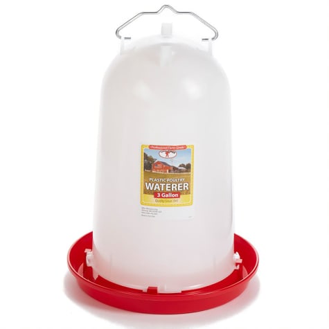 Little Giant White/Red Plastic Poultry Drinker with Handle