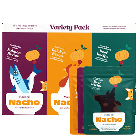Made by Nacho Cuts in Gravy with Bone Broth Cat Food Pouches Variety Pack