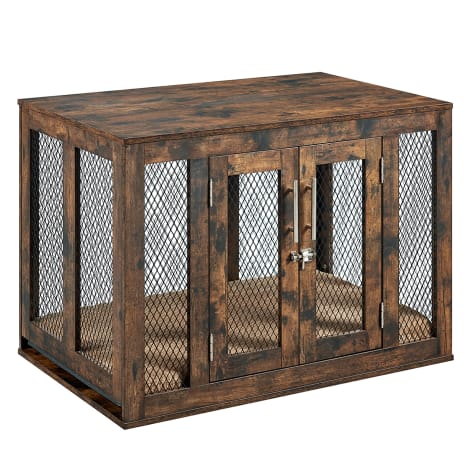 UniPaws RustBrown Black Crate with Tray and Bed for Dogs