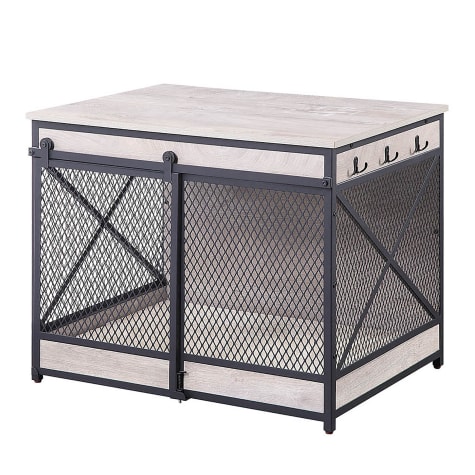 UniPaws Grey Chew-Proof Dog Crate with Cushion and Hooks