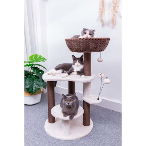PetPals Group Quartz Handwoven Eco-Friendly Cat Tree with Paper Rope Scratching Posts