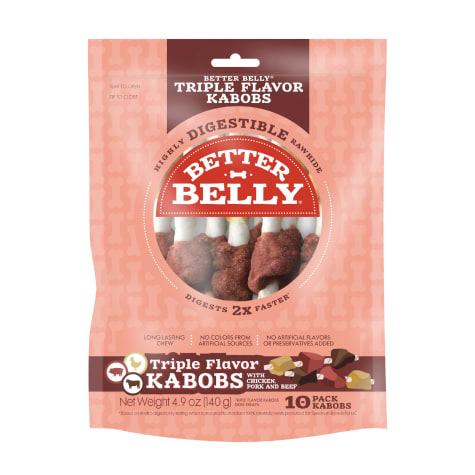 Better Belly Triple Flavor Kabobs Long-lasting Dog Chews with Chicken
