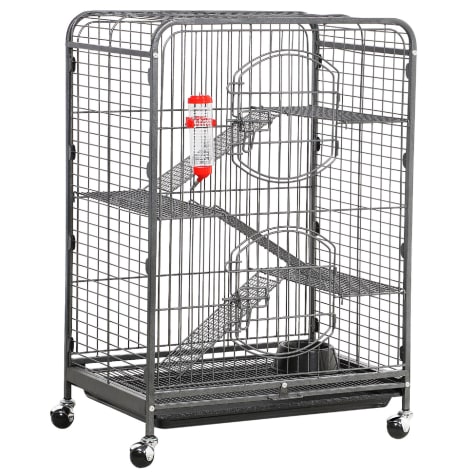 Topeakmart Black 4-Tier Rolling Pet Cage for Small Animal