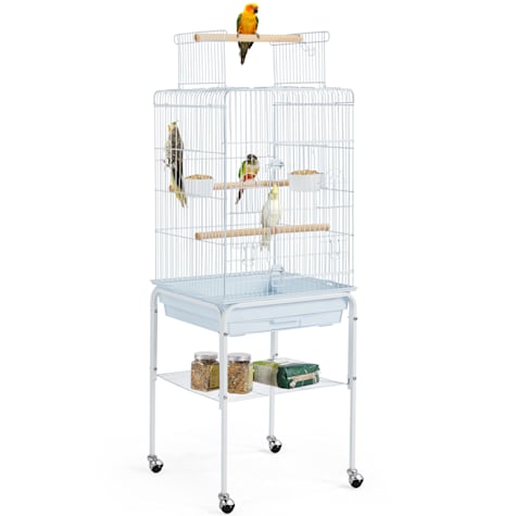 Topeakmart White Metal Bird Cage with Detachable Rolling Stand for Small Birds