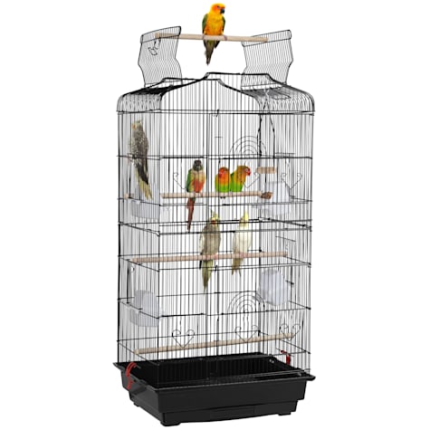 Topeakmart Black Open Top Metal Bird Cage