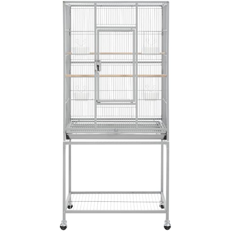 Topeakmart Light Gray Metal Bird Cage with Rolling Detachable Stand