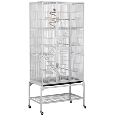 Topeakmart White Large Bird Cage with Rolling Detachable Stand