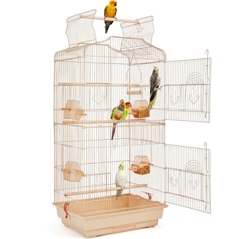 Topeakmart Almond Open Top Metal Bird Cage