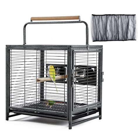 Topeakmart Hammered Black Travel Bird Cage Carrier with Handle