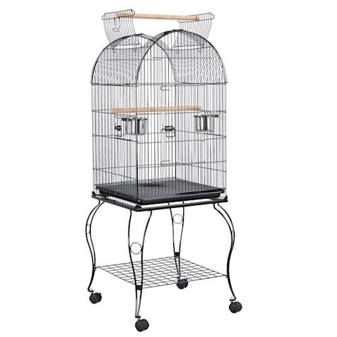 Topeakmart Black Open Top Metal Bird Cage with Stand for Small Birds