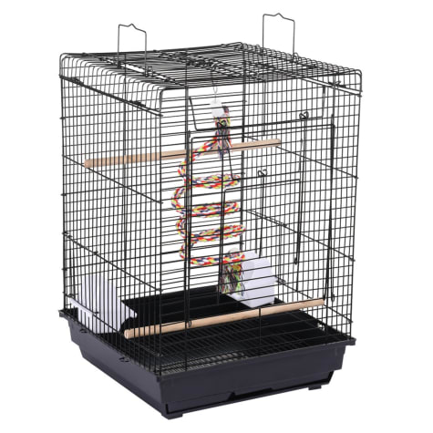 Topeakmart Black Small Bird Cage with Open Play Top