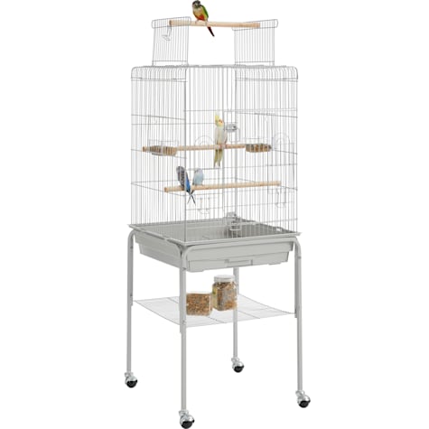 Topeakmart Light Gray Metal Bird Cage with Detachable Rolling Stand for Small Birds