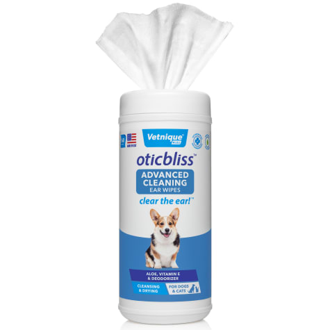 Vetnique Labs Oticbliss 60 Count Advanced Cleaning Ear Wipes for Dogs & Cats