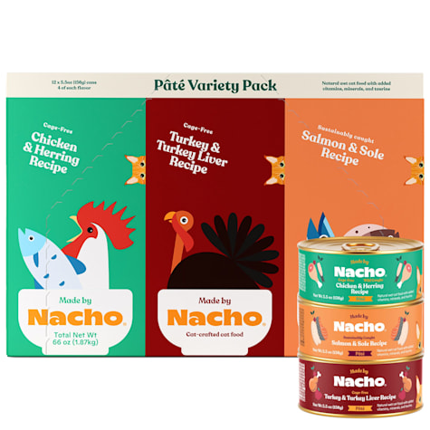 Made by Nacho Chicken, Herring, Salmon, Sole, Turkey and Liver Wet Cat Food Pate Variety Pack