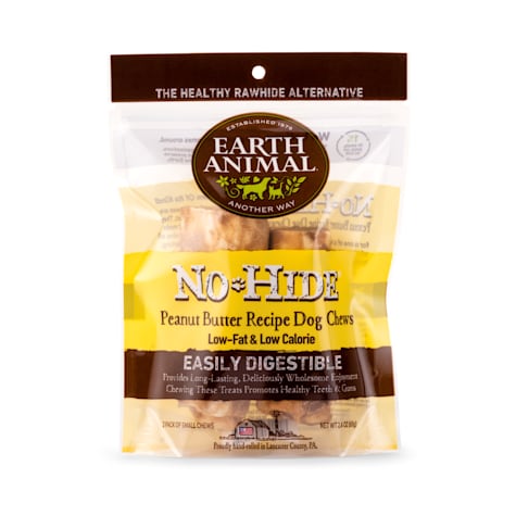 Earth Animal No-Hide Rolls Peanut Butter Recipe Small Natural Long-Lasting Rawhide Alternative Dog Chews