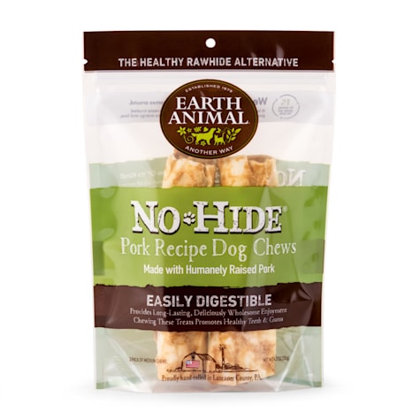 Earth Animal No-Hide Rolls Pork Recipe Medium Natural Long-Lasting Rawhide Alternative Dog Chews