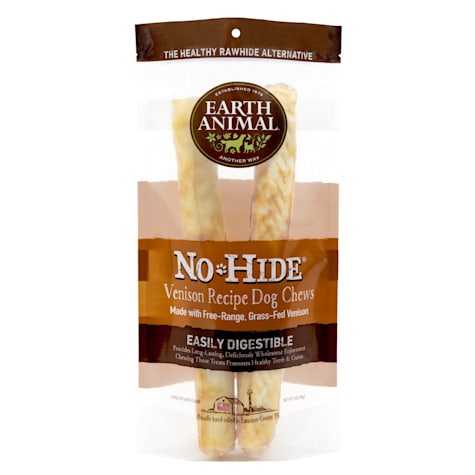 Earth Animal No-Hide Rolls Venison Recipe Large Natural Long-Lasting Rawhide Alternative Dog Chews