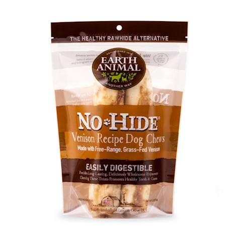 Earth Animal No-Hide Rolls Venison Recipe Medium Natural Long-Lasting Rawhide Alternative Dog Chews