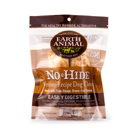 Earth Animal No-Hide Rolls Venison Recipe Small Natural Long-Lasting Rawhide Alternative Dog Chews
