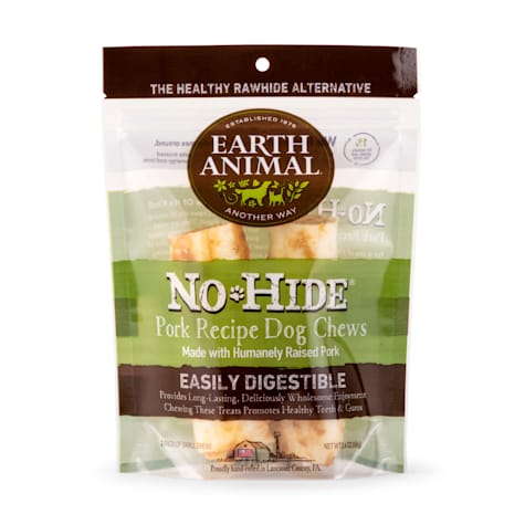 Earth Animal No-Hide Rolls Pork Recipe Small Natural Long-Lasting Rawhide Alternative Dog Chews