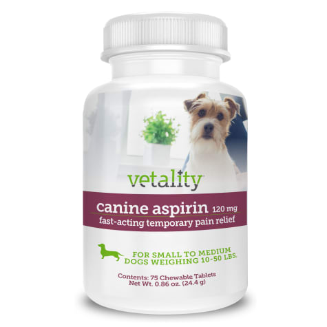 Vetality Canine Aspirin 120MG for Small to Medium Dogs Upto 10-50 lbs.