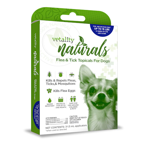 Vetality Naturals Flea & Tick Topicals for Dogs Up to 15 lbs.