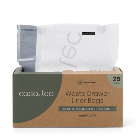 Casa Leo Leo's Loo Too Unscented Drawstring Waste Drawer Liners for Automatic Self-Cleaning Cat Litter Box