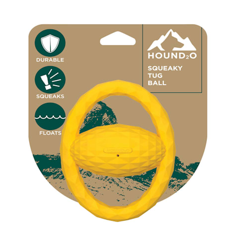 Hound2O Squeaky Tug Ball Yellow Outdoor Dog Toy