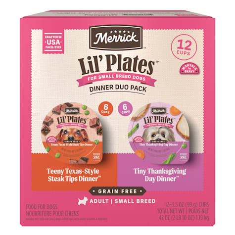 Merrick Lil' Plates Grain Free Beef and Turkey Dinner Duos Soft Natural Wet Small Dog Food Variety Pack