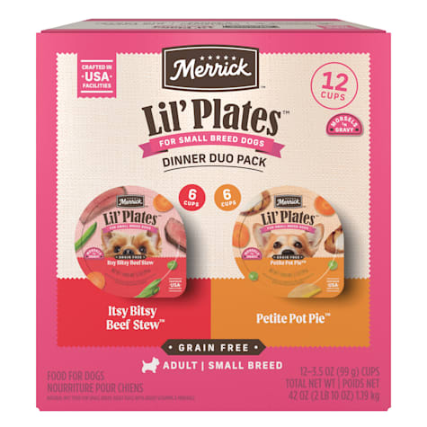 Merrick Lil' Plates Grain Free Beef and Chicken Dinner Duos Soft Natural Wet Small Dog Food Variety Pack