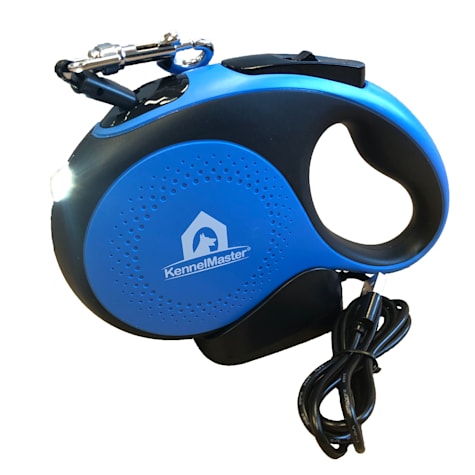 KennelMaster Blue Retractable Dog Leash with LED Light