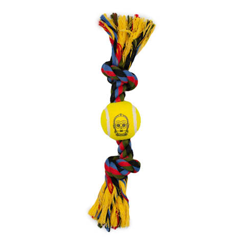Buckle-Down Yellow Rope Tennis Ball Star Wars C3-PO Face Dog Toy