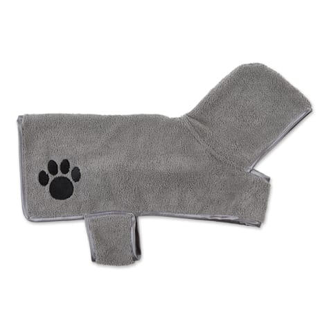 Bone Dry Gray Embroidered Paw Pet Robe