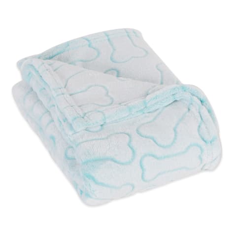 Bone Dry Aqua Embossed Bone Print Pet Blanket